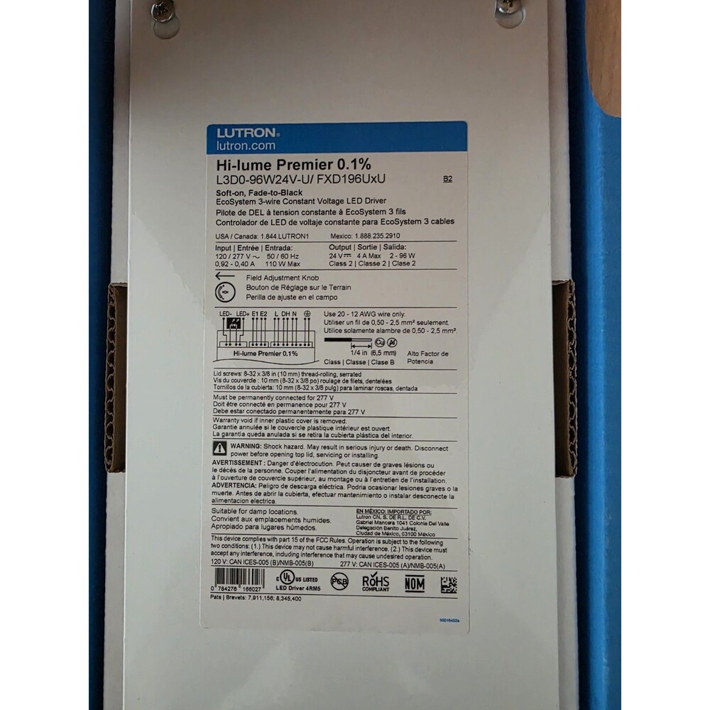 Lutron Hi-Lume Premier 0.1% L3D0-96W24V-U FXD196UxU